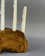 Arch Candle Holder – Sculptural Wooden Base with Three Taper Candle Slots