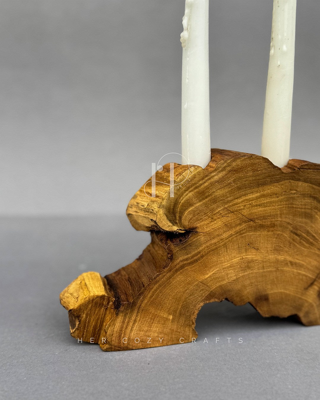 Arch Candle Holder – Sculptural Wooden Base with Three Taper Candle Slots