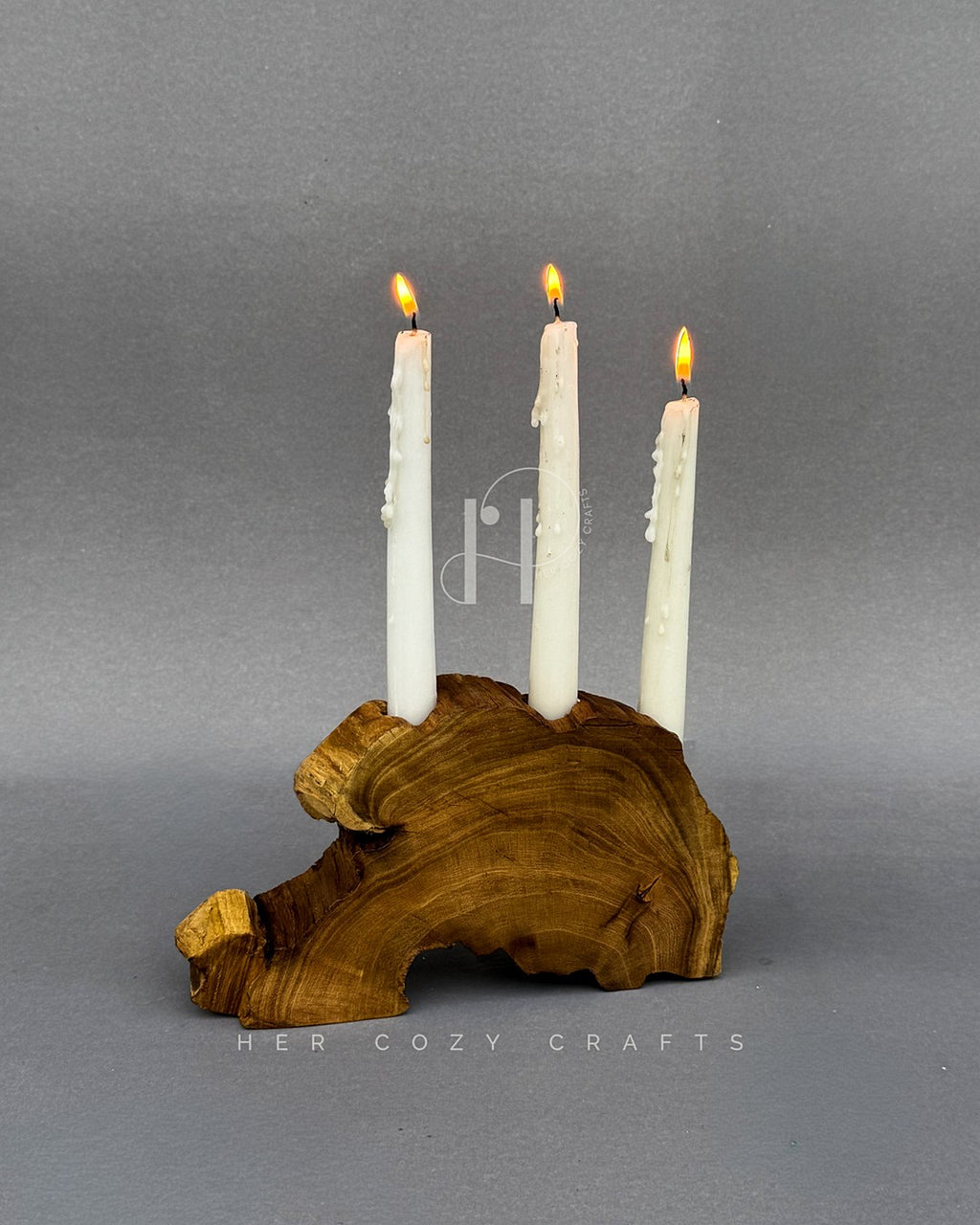 Arch Candle Holder – Sculptural Wooden Base with Three Taper Candle Slots
