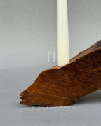 Haven Candle Holder – Sculptural Wooden Base with Three Taper Candles