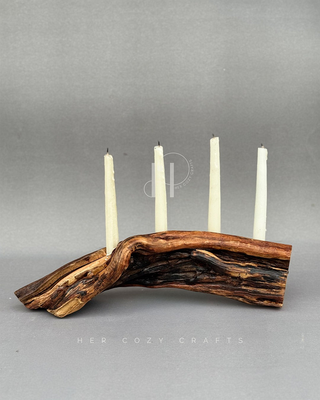 Rustic Candle Branch - Natural Wood Candle Holder