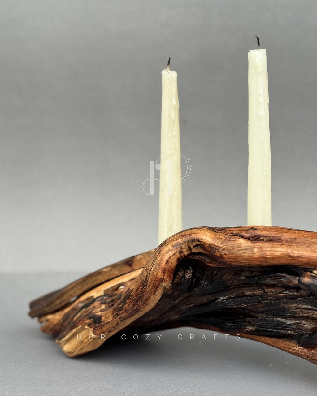 Rustic Candle Branch - Natural Wood Candle Holder