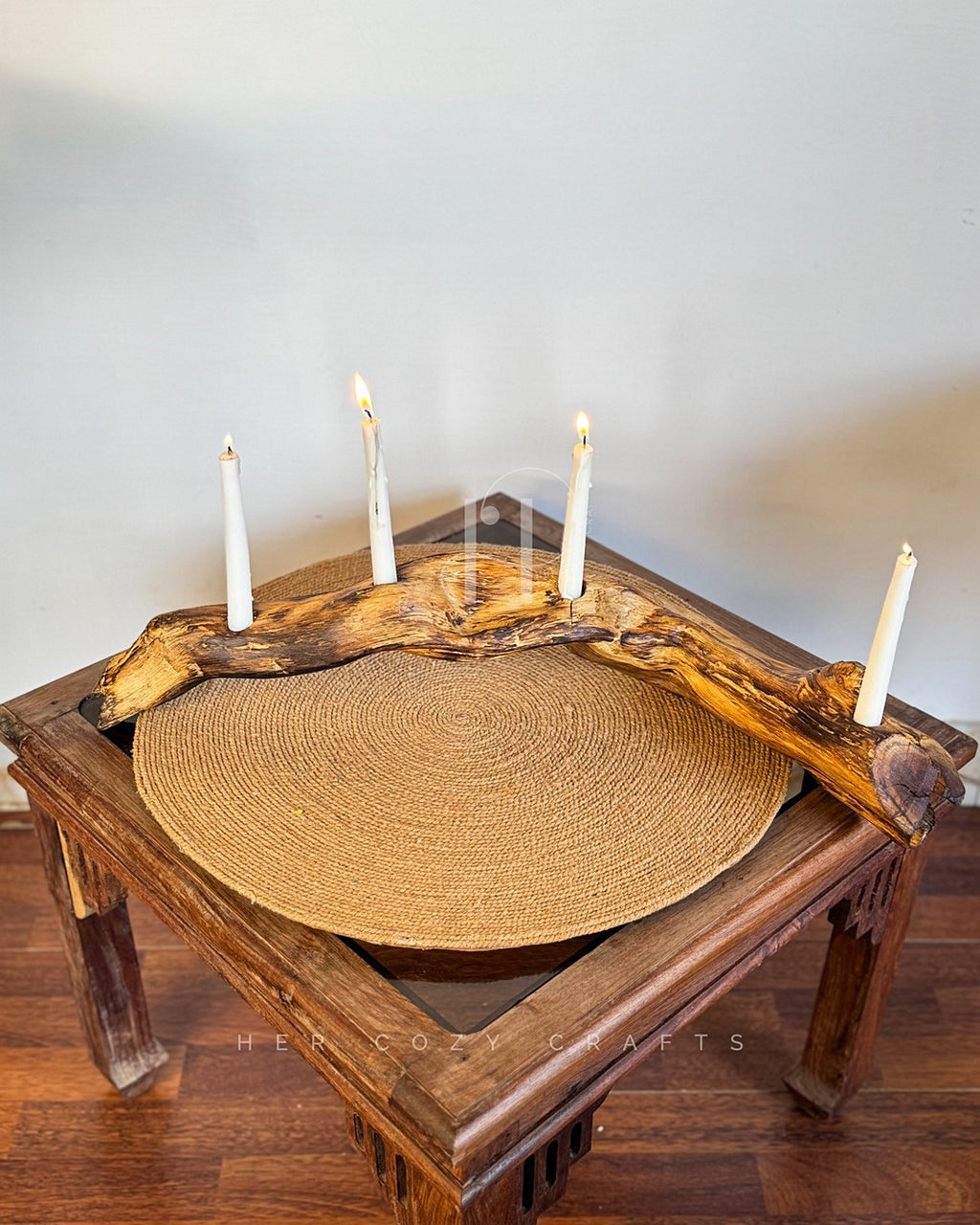Driftwood Candle Bar - Natural branch with four candle holders