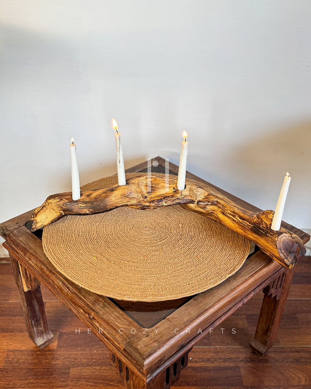 Driftwood Candle Bar - Natural branch with four candle holders