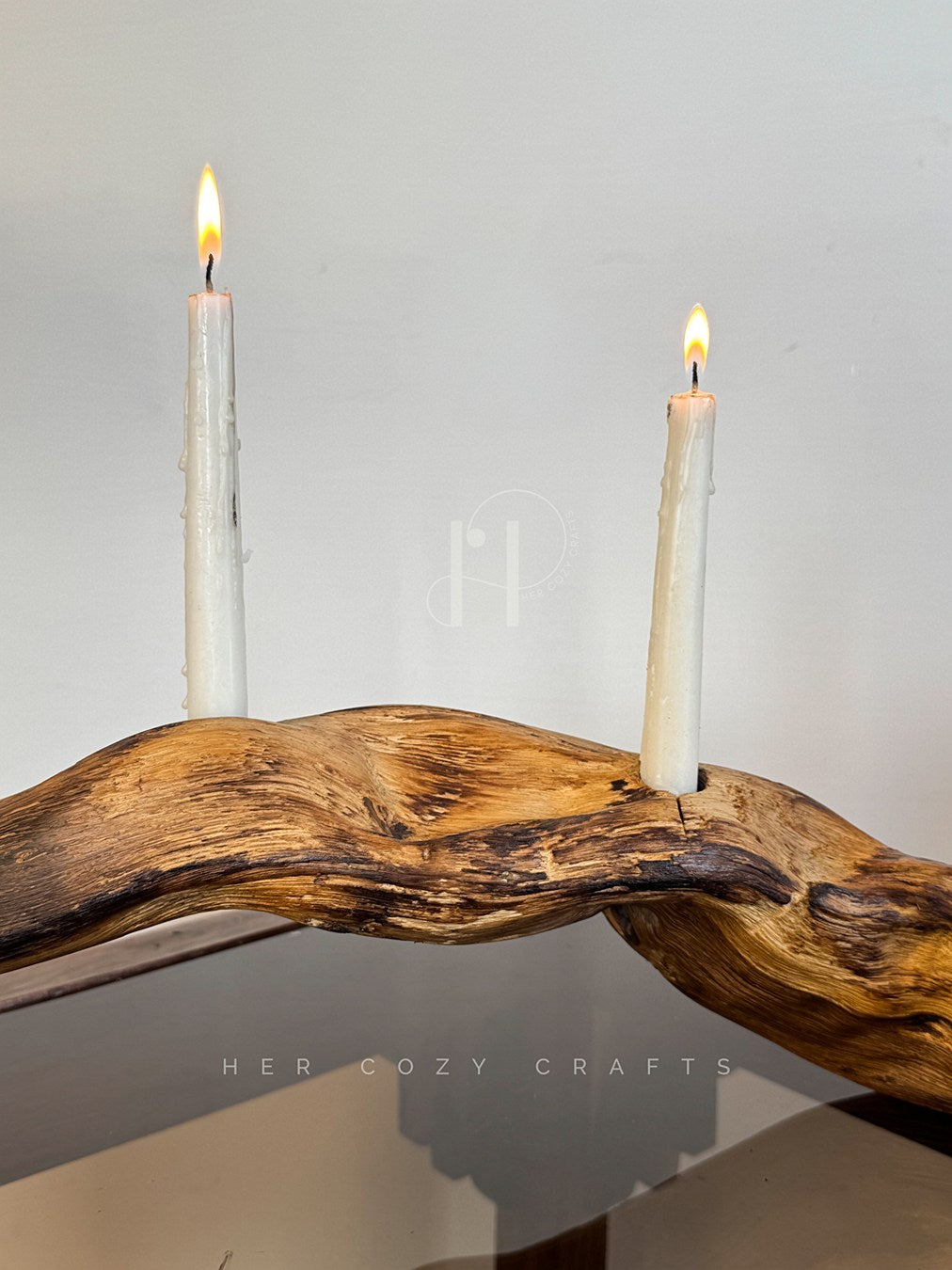 Driftwood Candle Bar - Natural branch with four candle holders