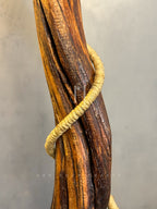 Driftwood Arc Lamp – Natural Branch with Jute-Wrapped Hanging Bulb