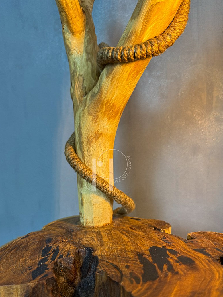 Branchlight Lamp - Organic Driftwood Base with Hanging Bulb