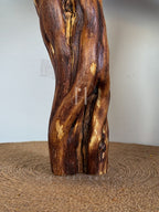 Willow Glow Lamp – Sculptural Wooden Base with Off-White Fabric Shade