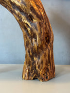 Curved Root Lamp – Sculptural Wooden Base with Soft Fabric Shade