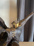 Treehouse Root Lamp – Sculptural Trunk Base with Natural Fabric Shade