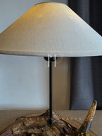 Wild Root Lamp – Organic Wood Base with Neutral Fabric Shade.