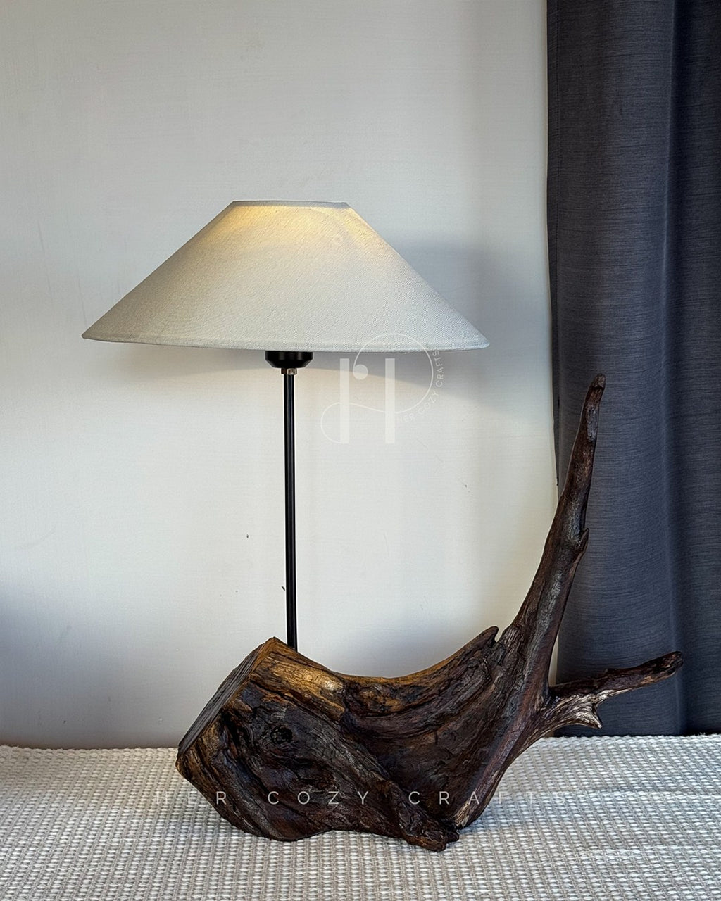 Wild Root Lamp - Sculptural Driftwood Base with Linen Shade