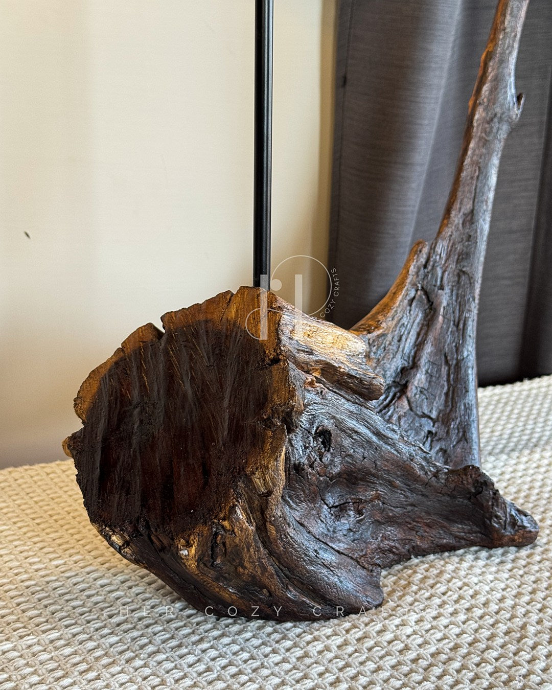 Wild Root Lamp - Sculptural Driftwood Base with Linen Shade