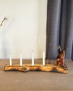 The long curved driftwood holder with 4 candles
