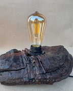 Timber Glow Lamp – Rustic Driftwood Base with Exposed Bulb