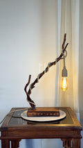 Wildwood Arc Lamp-Handcrafted Driftwood Lamp with Jute-Wrapped Hanging Bulb