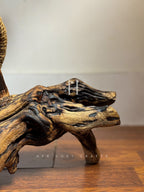 Natural Driftwood Floor Lamp with Jute-Wrapped Hanging Shade