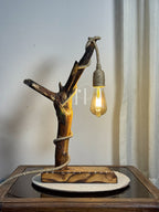 Wildbranch Lamp-Handcrafted Driftwood Lamp with Jute-Wrapped Hanging Bulb
