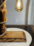 Wildbranch Lamp-Handcrafted Driftwood Lamp with Jute-Wrapped Hanging Bulb