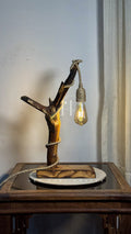 Wildbranch Lamp-Handcrafted Driftwood Lamp with Jute-Wrapped Hanging Bulb