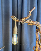 The Woodland Haven Lamp — Sculptural Driftwood with a Storybook Village