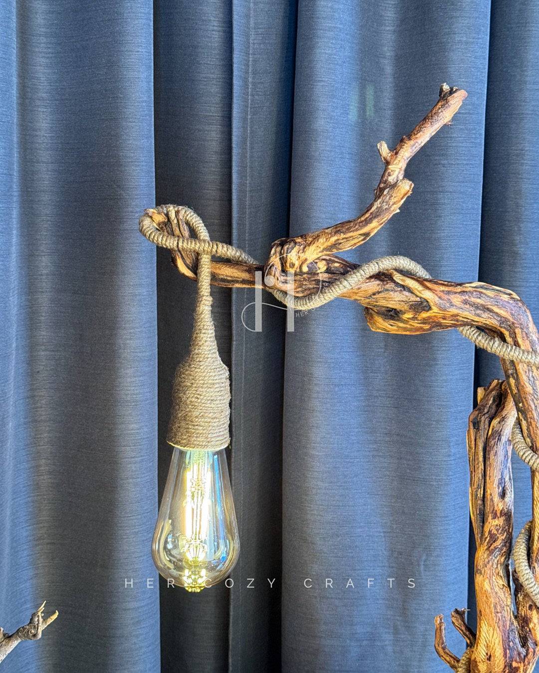 The Woodland Haven Lamp — Sculptural Driftwood with a Storybook Village