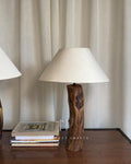 Rustic Hollow Lamp - Handmade wood table lamp with natural marks