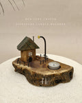 Streetlight Stand | Miniature Fence Scene Wooden Tealight Candle Holder for Decor