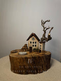 Ashwood House | Signature Tealight Candle Holder with Miniature Clock House