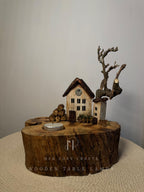 Ashwood House | Signature Tealight Candle Holder with Miniature Clock House