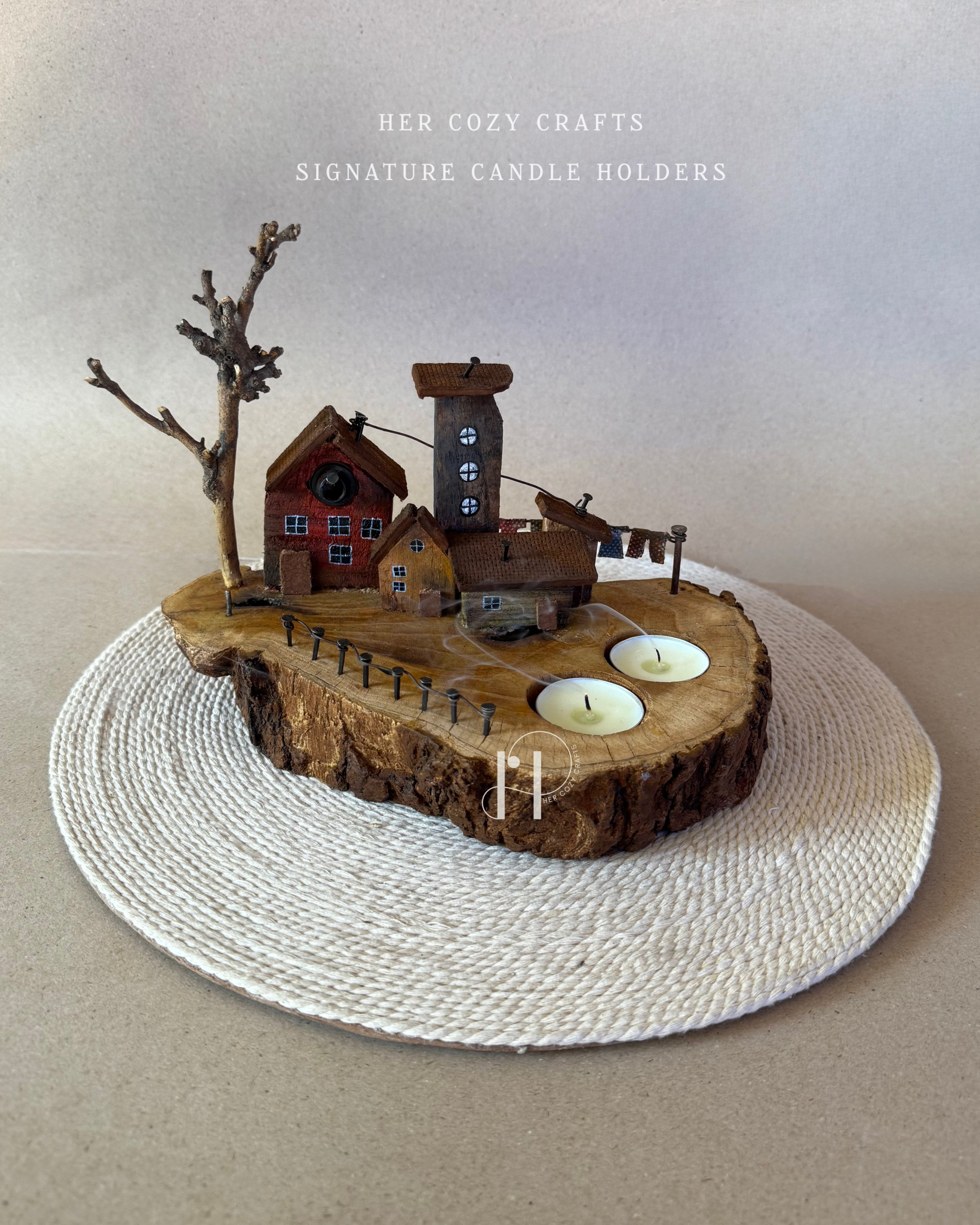 Lantern Square III | Handcrafted Wooden Tealight Candle Holder