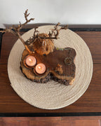 Domed Hut Home | Wooden Tealight Candle Holder with Miniature Hut Art