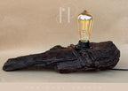 Timber Glow Lamp – Rustic Driftwood Base with Exposed Bulb