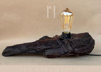 Timber Glow Lamp – Rustic Driftwood Base with Exposed Bulb